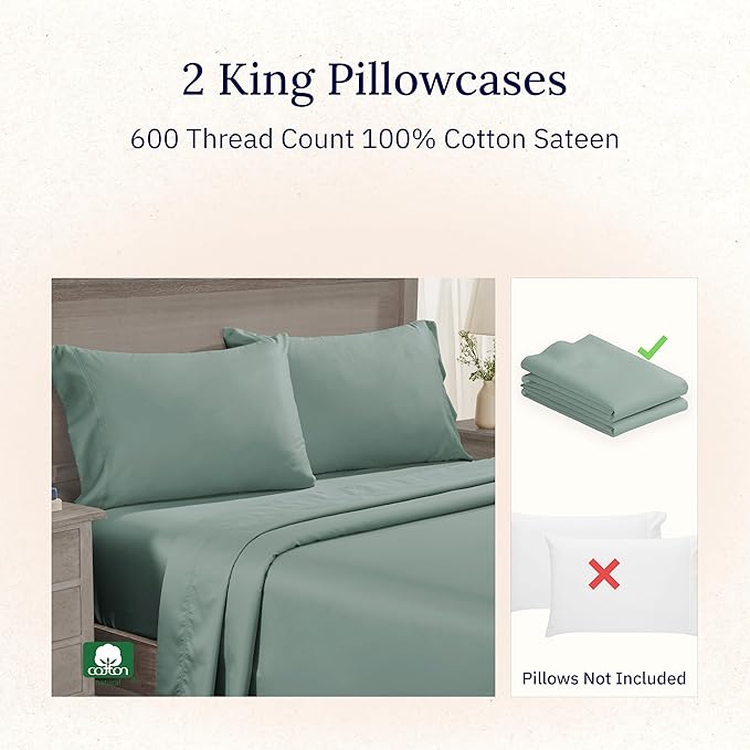 CALIFORNIA DESIGN DEN Luxuriously Soft Hotel Quality 600 Thread Count, 100% - Image 2