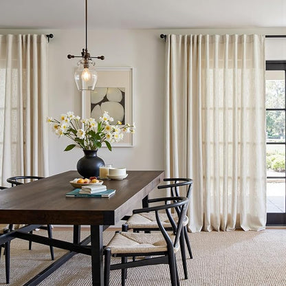 jinchan Sliding Doors Linen Blend Curtain 84 Inches Length 1 Panel - Image 2