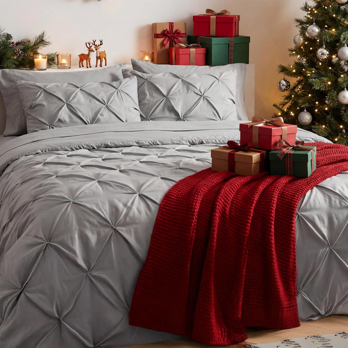 bedsure 7-piece king size comforter set & sheets, front angle view