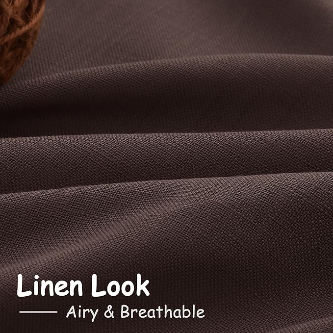 Coffee Linen Blend Drapes 84 Inch Length 2 Panels Set Back Tab Rod Pocket Light - Image 4