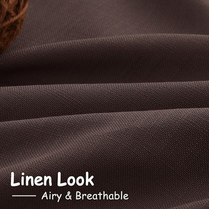 Coffee Linen Blend Drapes 84 Inch Length 2 Panels Set Back Tab Rod Pocket Light - Image 4