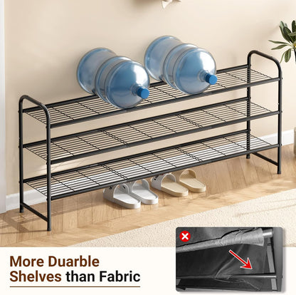 keetdy 3-tier long shoe rack for closet metal, side view