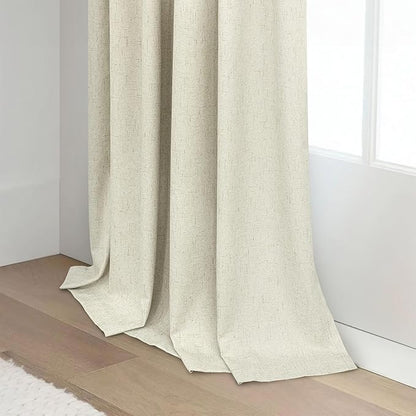 Cream Beige Blackout Curtains 90 Inches Long Thick Linen Patio Curtains - Image 8