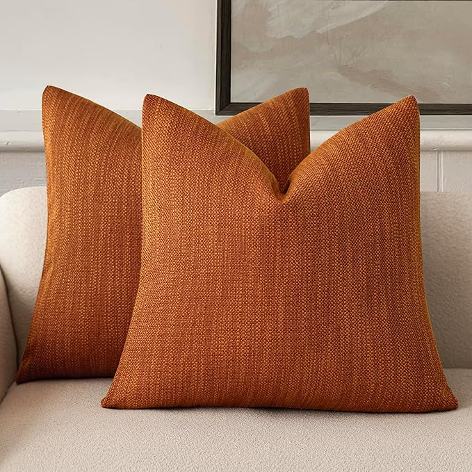 Foindtower Set of 2 Decorative Textured Burlap Linen Throw Pillow Covers by Foindtower