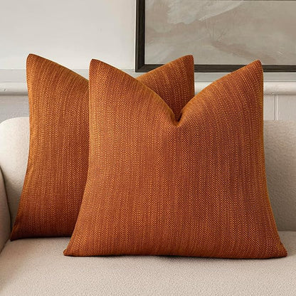 Foindtower Set of 2 Decorative Textured Burlap Linen Throw Pillow Covers by Foindtower