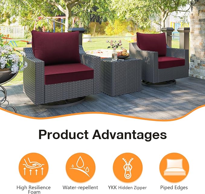 Sunbrella Outdoor Patio Chair Cushions Set, Water-Repellent, Fade Resistant - Image 3