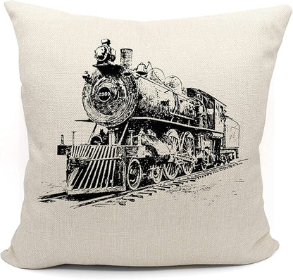 train pillow, train decor Pillow Covers 18x18, train pillow cushion, Train by Mancheng-zi