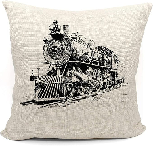 train pillow, train decor Pillow Covers 18x18, train pillow cushion, Train by Mancheng-zi