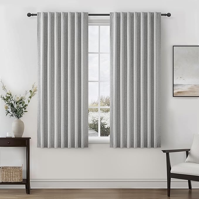 Grey Short Length Blackout Curtains by QJMYDECO