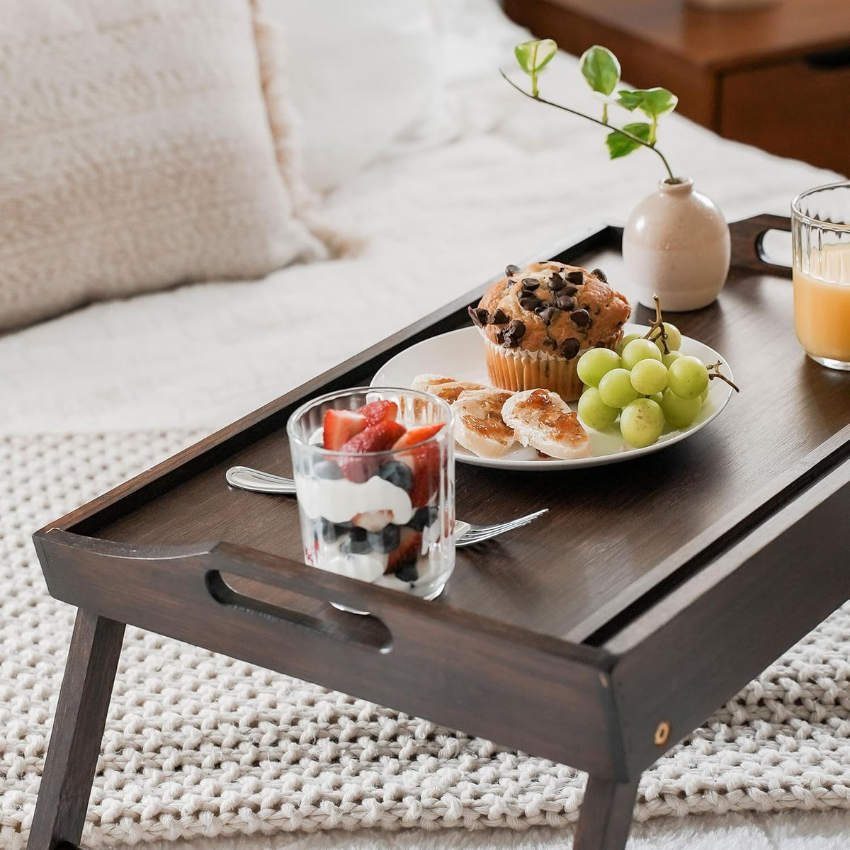 rossie home large wood bed tray – java, package contents