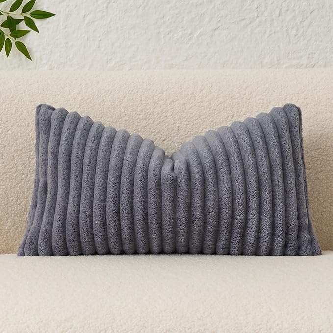 Kevin Textile Soft Plush 12x24 Inch Lumbar Pillow Cover 1 Pack, Luxury Fluffy by KevinTextile