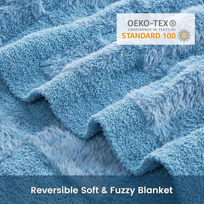 Snuggle Sac Faux Fur Checkered Blanket Twin Size - Image 9