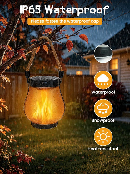 4 Pack Solar Lanterns Outdoor Waterproof Hanging Flame Halloween Lights