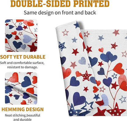 Red Blue Heart Stars 4th of July Placemats Set of 4 Patriotic America - Image 5