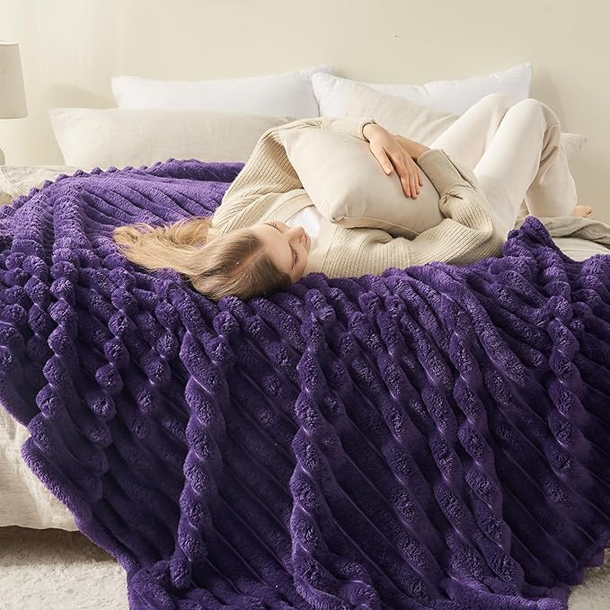 NEWCOSPLAY Super Soft Twin Blanket Purple Premium Silky Flannel Fleece 3D - Image 4