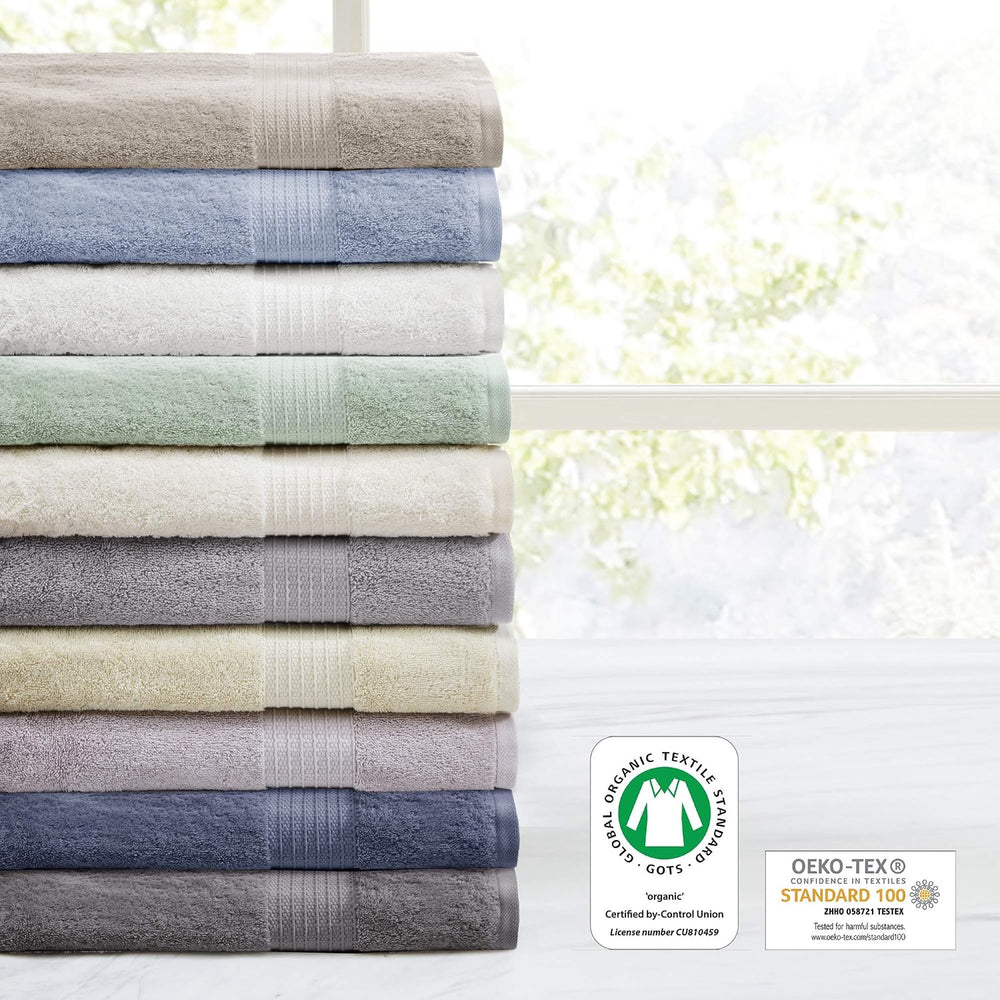 Madison Park Organic Cotton Bath Towel Set Absorbent, 6 Piece, Blue