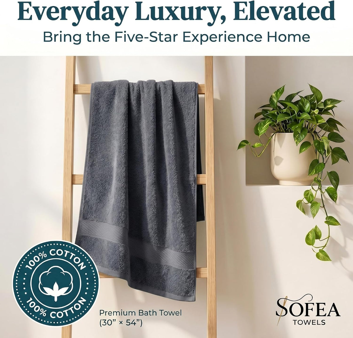 sofea bath towels 4 pack (30 x 54 on a desk or shelf