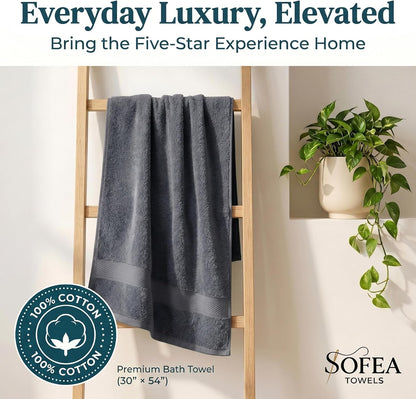sofea bath towels 4 pack (30 x 54 on a desk or shelf