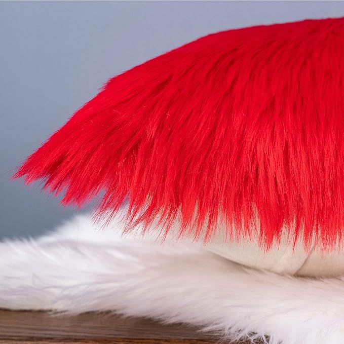 LIGICKY Set of 2 Decorative Red Lumbar Fluffy Throw Pillow Cover Faux Fur Shams - Image 6