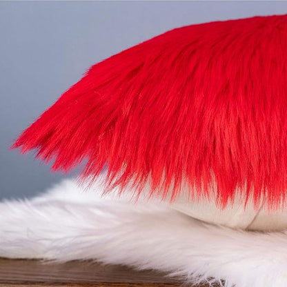 LIGICKY Set of 2 Decorative Red Lumbar Fluffy Throw Pillow Cover Faux Fur Shams - Image 6