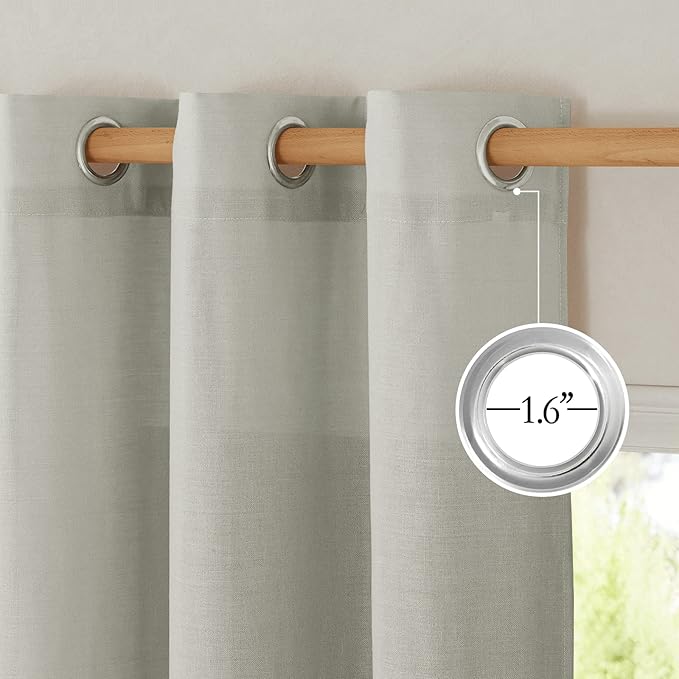 NICETOWN Gray Thick Linen Curtains 72" Length, Grommet Privacy Window - Image 4