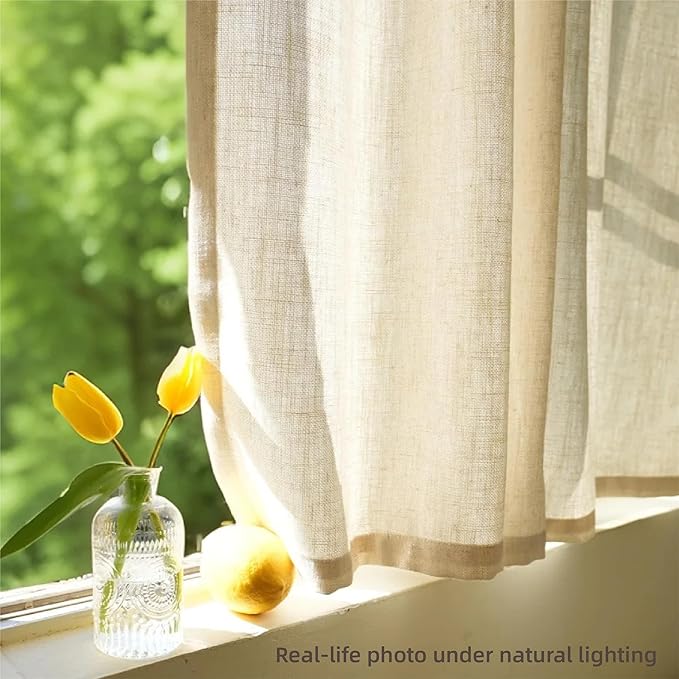 AIRLAKE Linen Blend Tier Curtains, 26 x 36 inches, Boho Farmhouse Rustic Style - Image 6