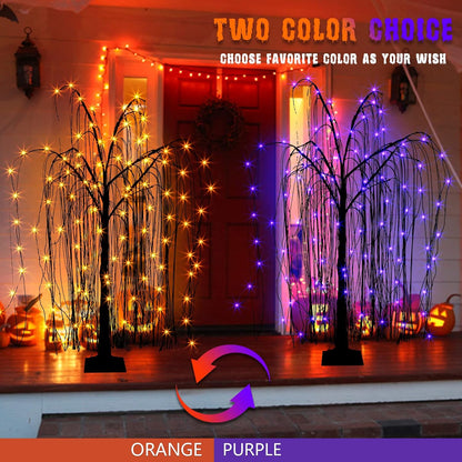 EAMBRITE Halloween Tree 4 FT Lighted Black Spooky Willow Tree Outdoor