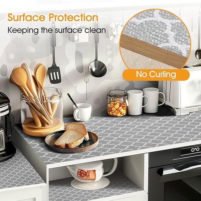 Shelf and Drawer Liner for Kitchen Cabinets Non-Adhesive, Strong Grip Non-Slip - Image 3