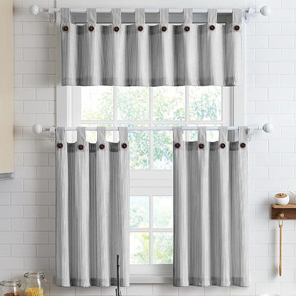 July Joy Cotton Valance Curtains 18 Inches Long Country Kitchen Curtains Tab Top - Image 3