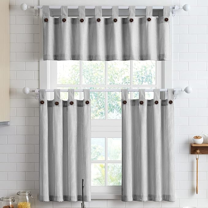 July Joy 3 Piece Cotton Kitchen Curtains and Valances Set by JulyJoyColorfulHomeCurtains