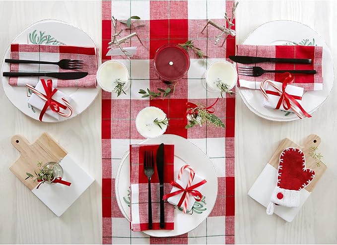 Solino Home Linen Christmas Plaid Table Runner 156 Inches Long - Image 3