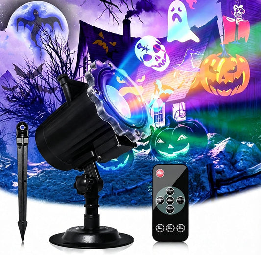 Halloween Projector Lights Outdoor, Year Round 10 Festival Theme 16 Slides Holiday Projector Light, Waterproof Halloween Decorations Led Projector with Remote Control,Timer
