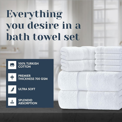 white classic luxury white bath towel set of shown in use