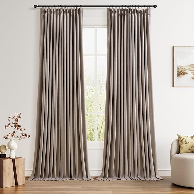 Pinch Pleated 100% Blackout Curtains 108 Inches Long by Joywell