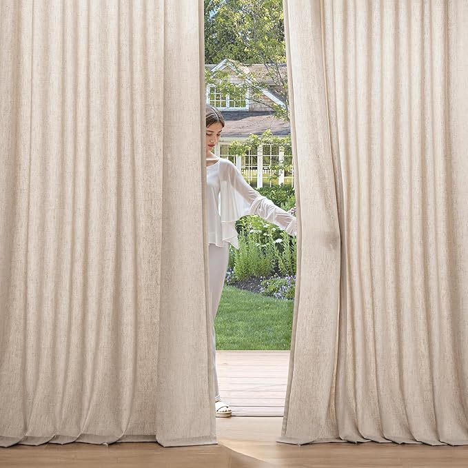 MIULEE Non-See-Through Privacy Linen Curtains 2 Panels, Light Filtering Window - Image 2
