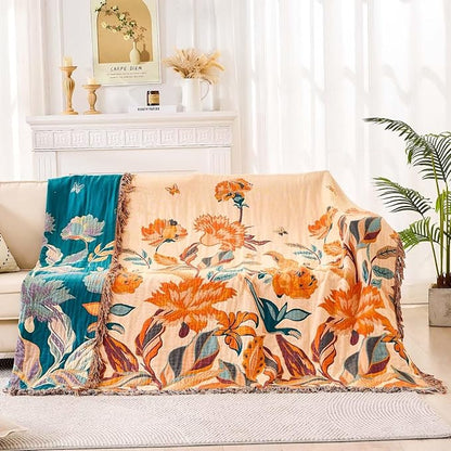 Boho Throw Blanket for Bed, 100% Cotton Soft Rustic Quilt Fall Blanket - Image 2