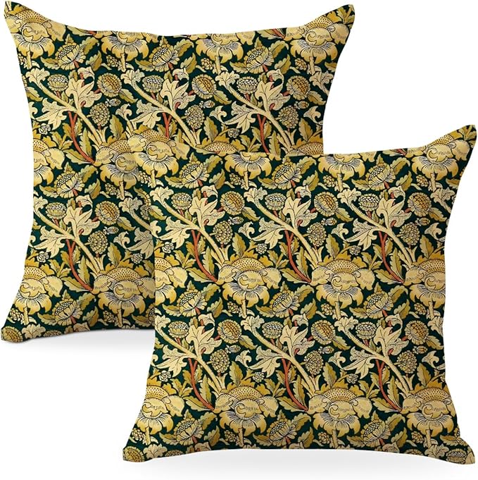 Vintage Flowers Throw Pillow Covers, Pillow Covers 18x18, Retro Botanical by Decohim