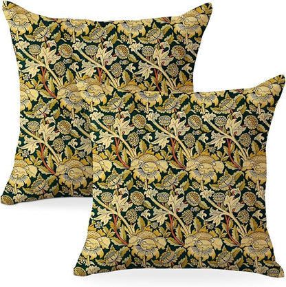 Vintage Flowers Throw Pillow Covers, Pillow Covers 18x18, Retro Botanical by Decohim