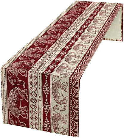Elephant Aztec Table Runner, African Tribe Native Boho Animals Elephant Exotic by ShiTingYu