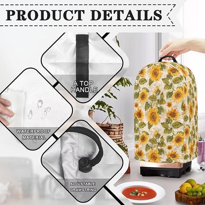 Sunflowers Patterns Blender Dust Cover Food Processor Cover Kitchen Machine - Image 5