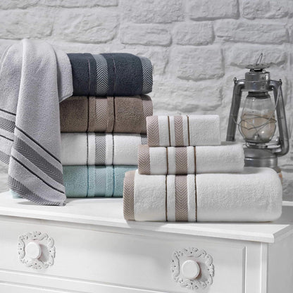 bath towels set for bathroom – luxury 6-piece, close-up detail