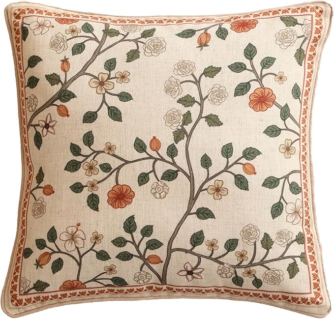 ISAENNE Design Linen Classic Throw Pillow Covers 18"x18", French Farmhouse by Isaennehomedecoration