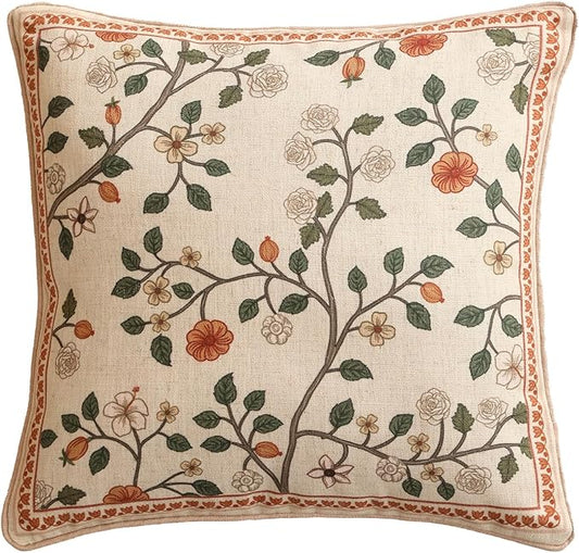 ISAENNE Design Linen Classic Throw Pillow Covers 18"x18", French Farmhouse by Isaennehomedecoration