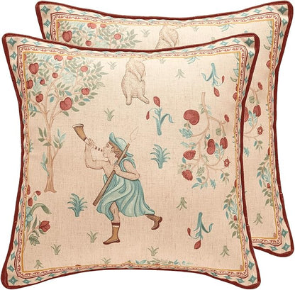 patdrea Designer Pack of 2 Square Throw Pillow Covers, Farmhouse Vintage Linen by Welcometopatdrea
