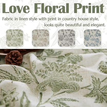 jinchan Floral Linen Tier Curtains 36 Inch Farmhouse Cafe Curtains Rod Pocket - Image 5