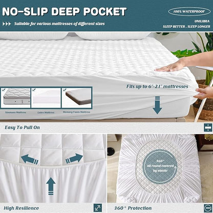 UNILIBRA Queen Mattress Protector Waterproof, Deep Pocket Mattress Pad Cover - Image 4