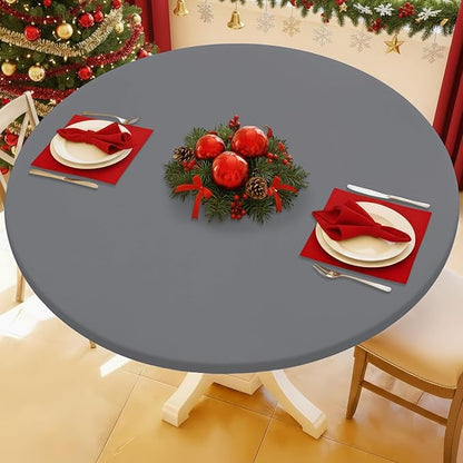 Round Spandex Tablecloth, Elastic Fitted Waterproof Tablecloths by Moosfor
