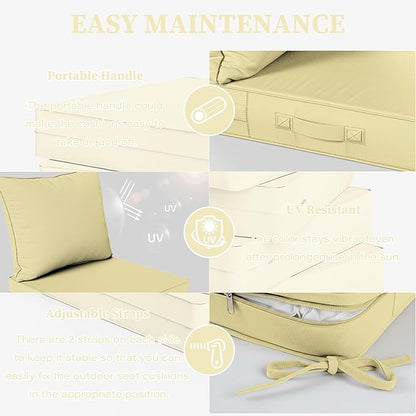 Outdoor Seat Cushion Set 22 L × 24 W × 5 H Inch Waterproof & Fade Resistant - Image 4