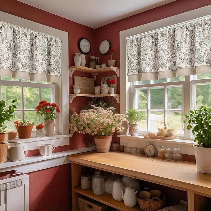 jinchan Linen Valance Kitchen Curtain - Image 3
