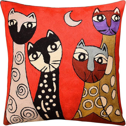 Picasso Red Cat Pillow Cover Cute Kitty Decorative Pillowcase Abstract Cushion by Kashmir+Designs